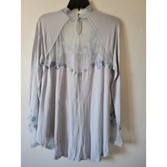 Free People Saheli Top Glacier Ice Lace Embroidered Long Sleeve Tunic Size S - Picture 4 of 8